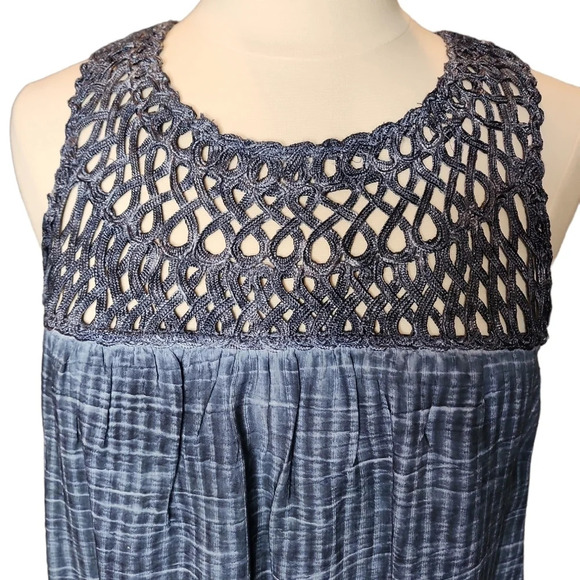 Pilcro and the Letterpress Anthropologie Macrame Tunic Dress Blue Size MP - Picture 5 of 15